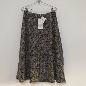Zara Snake Print Knit Midi Skirt Size M NWT